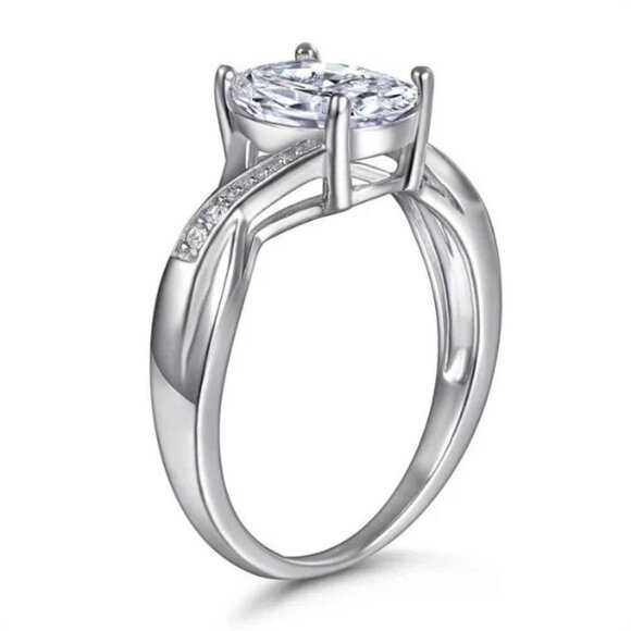 IRAMAT 2Ct Cubic Zirconia Engagement Ring | 925 Sterling Silver Solitaire Band | - Picture 4 of 5